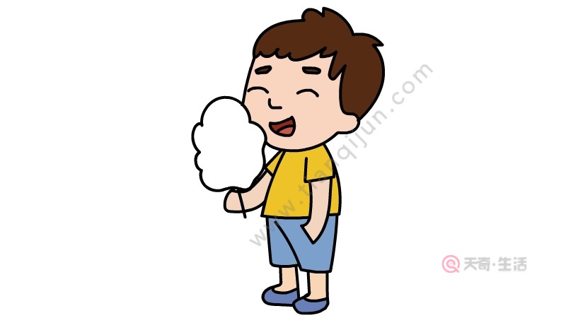 How to draw a little boy eating marshmallows