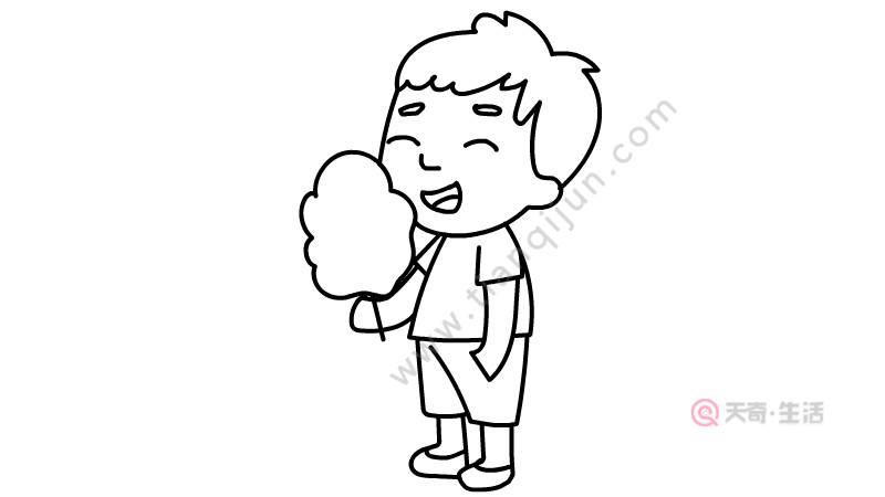How to draw a simple drawing of a little boy eating marshmallows