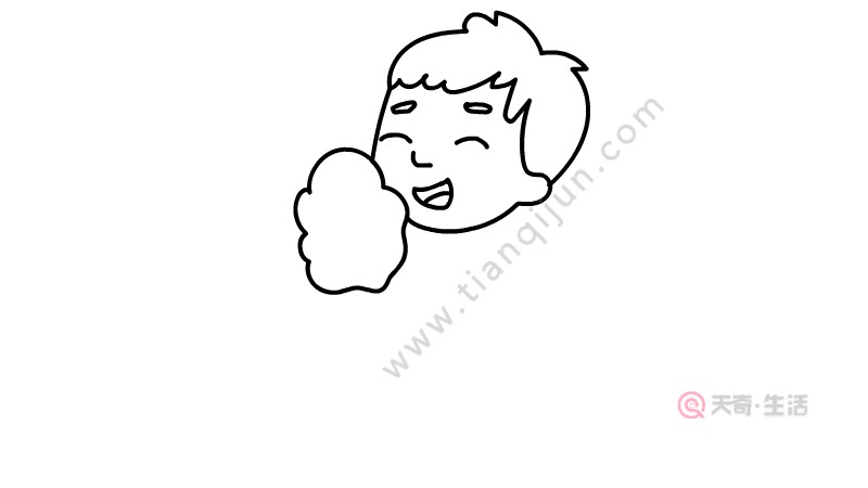 How to draw a simple drawing of a little boy eating marshmallows