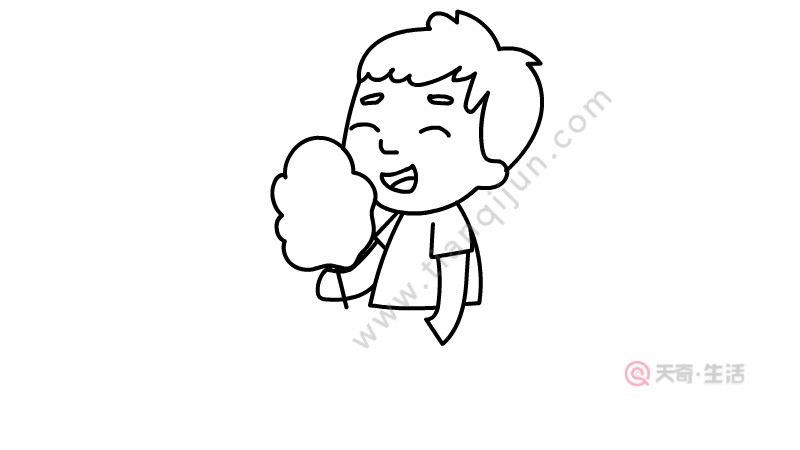 How to draw a simple drawing of a little boy eating marshmallows